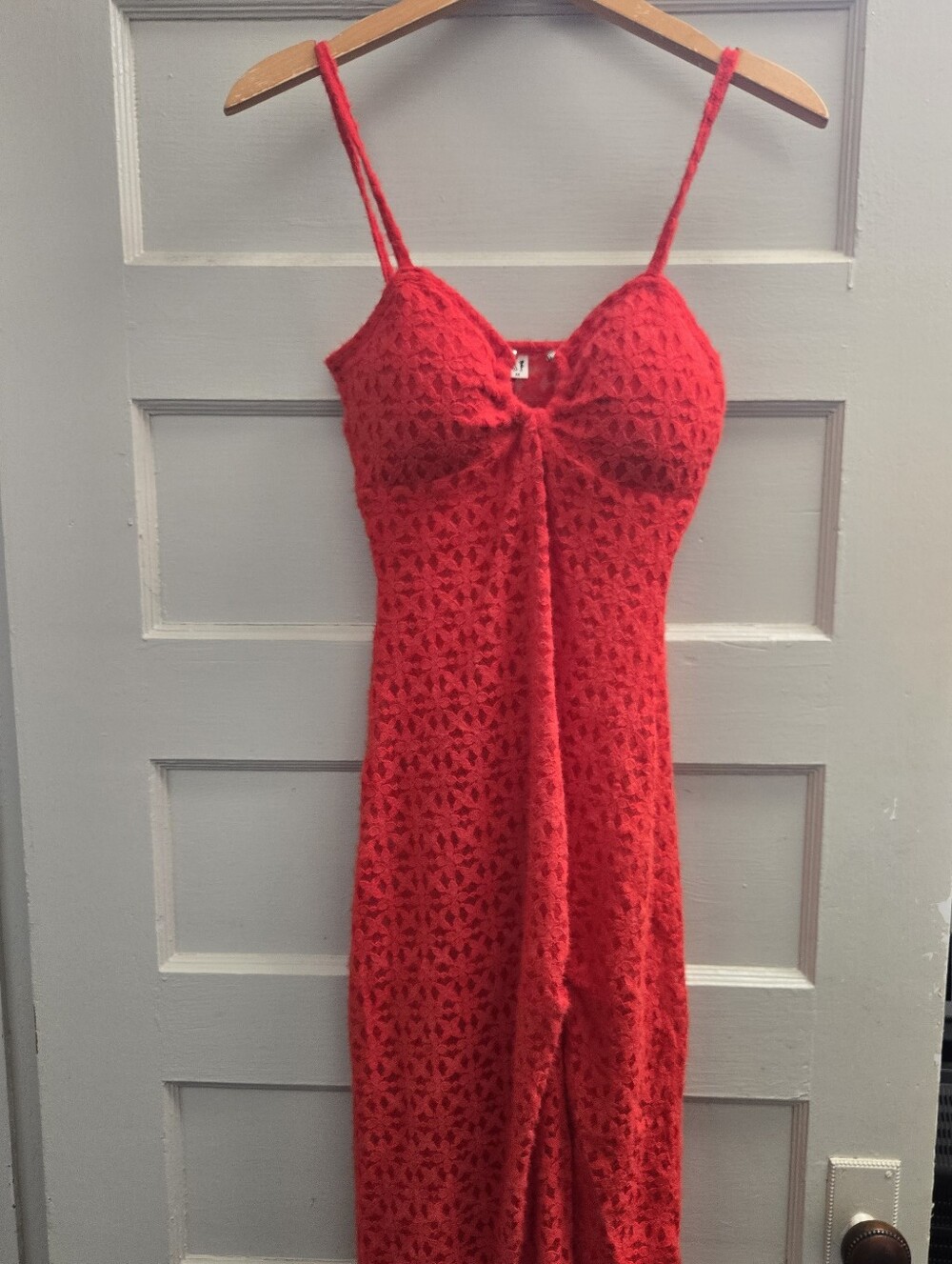Fashion Brand Company Red Midi Soft Lace Dress